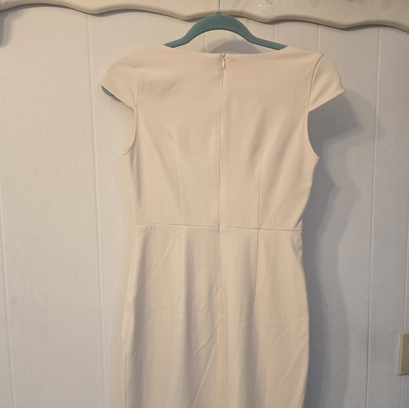 Buttery Yellow Structured Sheath Dress | Elegant Draped Detail - Picture 14 of 15